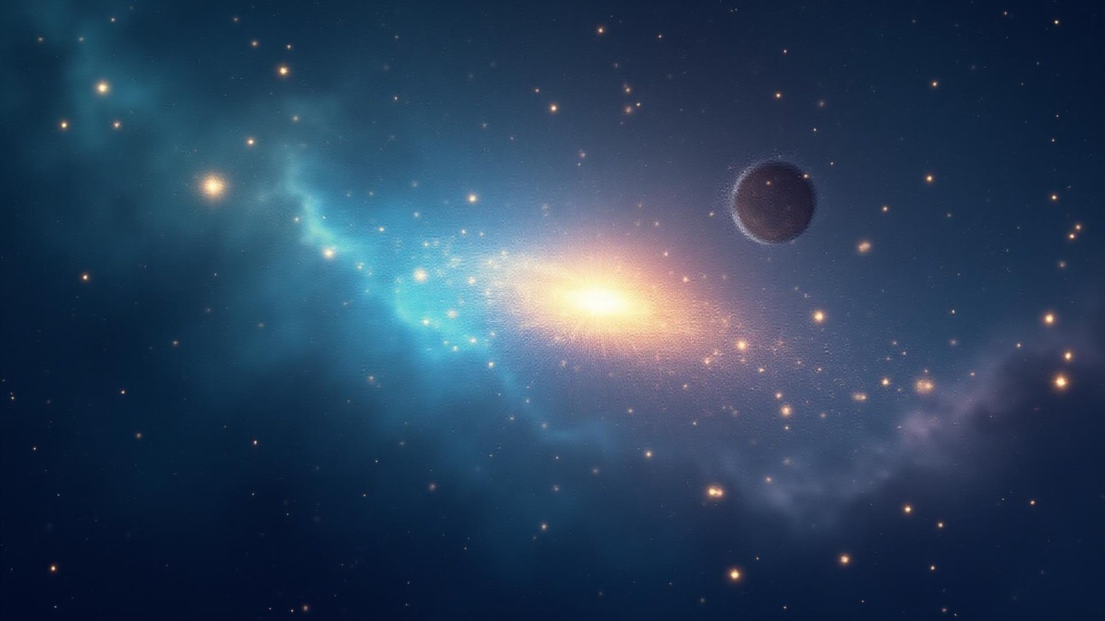 Abstract background combining futuristic data visualizations with a starfield.
