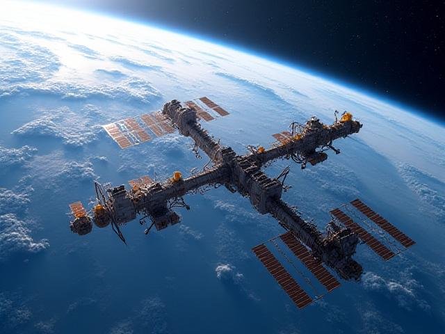 Render of China's Tiangong Space Station orbiting Earth